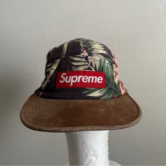 Supreme SS12 Floral Camp Cap Navy And Natural OSFM - Picture 1 of 6